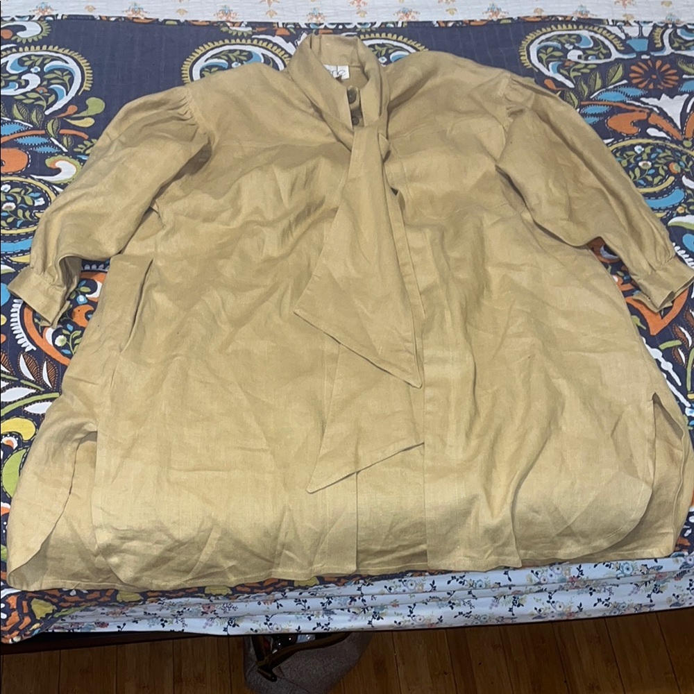 Vintage Merle Chicago 100% Linen Elegant Tan Pea Coat